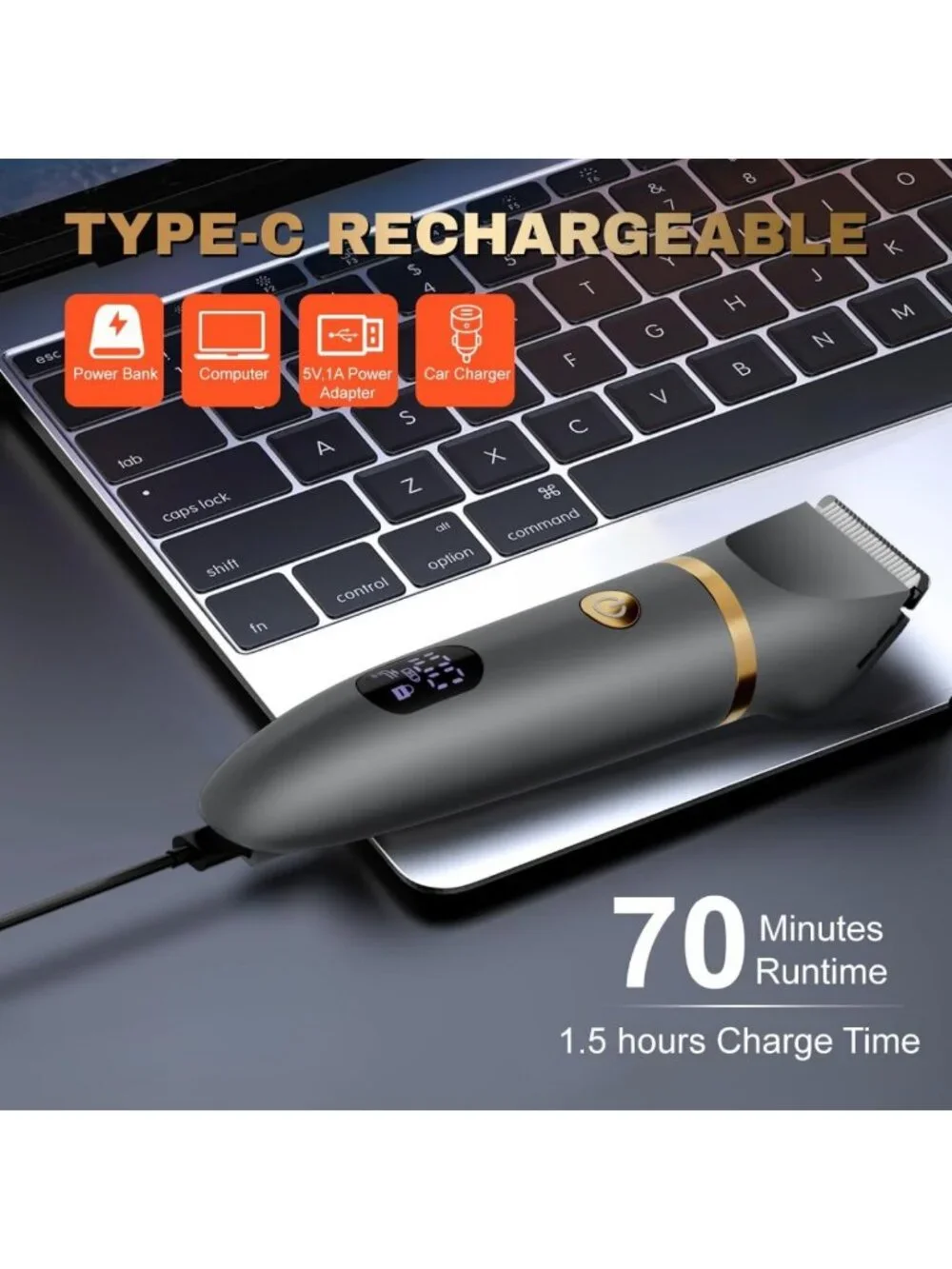 3-in-1 Body Hair Trimmer & Pubic Shaver, Waterproof Electric Razor with LED